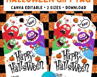 EDITABLE Happy Halloween Tag, Halloween Gift Tag, Halloween Favor Tag, Trick or Treat Favor Tag, Halloween Treat Tags, Happy Halloween Tags