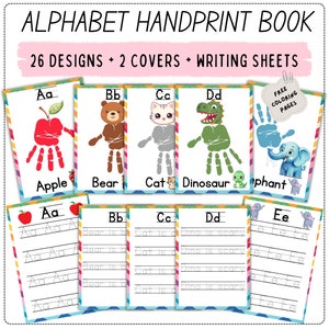 Libro de huellas del alfabeto para hacer uno mismo, manualidad con huellas del alfabeto, preescolar, guardería, aula, recuerdo, imprimible, escritura del abecedario