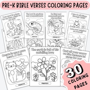 PRINTABLE Bible Verse Coloring Pages for Preschoolers, Preschool Bible Verses, Sunday School, Homeschool, Bible Coloring Pages, DOWNLOAD