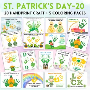 St. Patrick&#39;s Day Handprint Craft BUNDLE, Printable DIY Craft Activity, Handprint Art, Baby Toddler Kids, St Patrick Day Handprint Keepsake