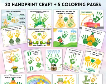 Manualidades con huellas de manos para el Día de San Patricio, recuerdo para niños (descarga digital)