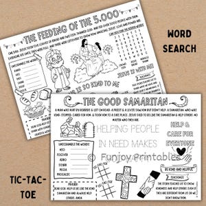 PRINTABLE Bible Stories Kids, Bible Coloring Page Kids, Bible Activity for Church, Sunday School Activity Mat Sheet, Bible Activity Placemat image 4
