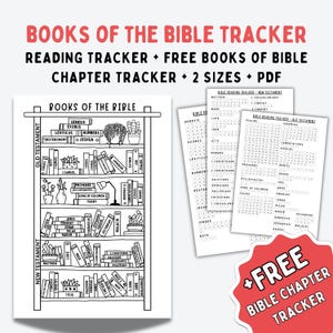 Bible Bookshelf Coloring Printable, Bible Reading Tracker (PDF Download), Bible Chapter Planner