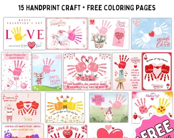 Printable Valentines Day Handprint Craft, Keepsake Art, Toddler Preschool Kindergarten Activity, DIY Crafts, Homeschool, Gift from Kids