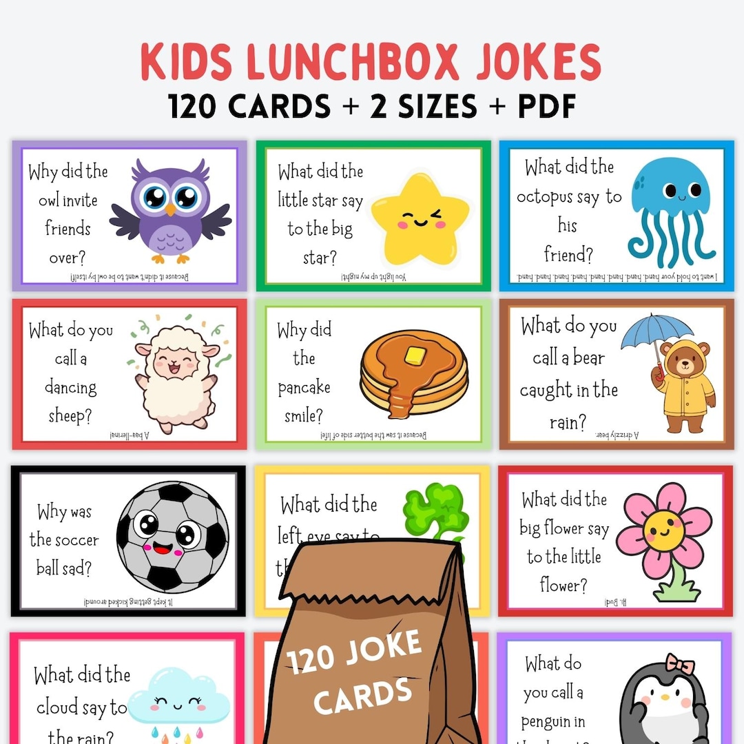120 Printable Lunchbox Jokes, Funny Lunch Box Notes for Kids, INSTANT ...