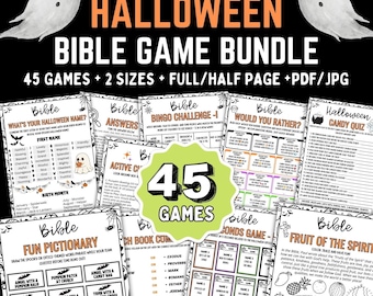 Halloween Bible Games BUNDLE, PRINTABLE Christian Halloween Party Games, Fall Festival Game, Halloween Church Games, October Games, DOWNLOAD