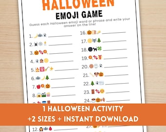 Halloween Emoji Game, Halloween Emoji Pictionary Game, PRINTABLE Halloween Party Game, Fun Halloween Activity, Trick or Treat Emoji Game