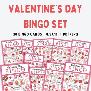 DRUCKBARE Valentinstag BINGO Spiel für Kinder und Erwachsene, Valentinstag Klassenzimmer Spiel, Valentinstag druckbare Spiele, Valentinstag Familienaktivität