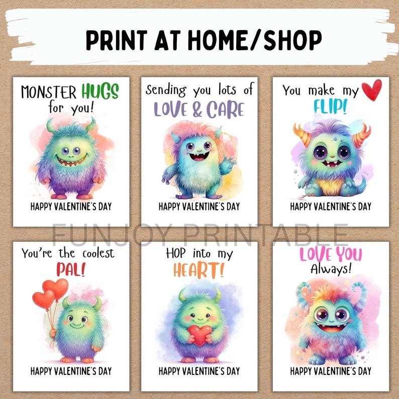 EDITABLE Cute Monster Valentine Cards, Classroom Valentines Day Cards ...