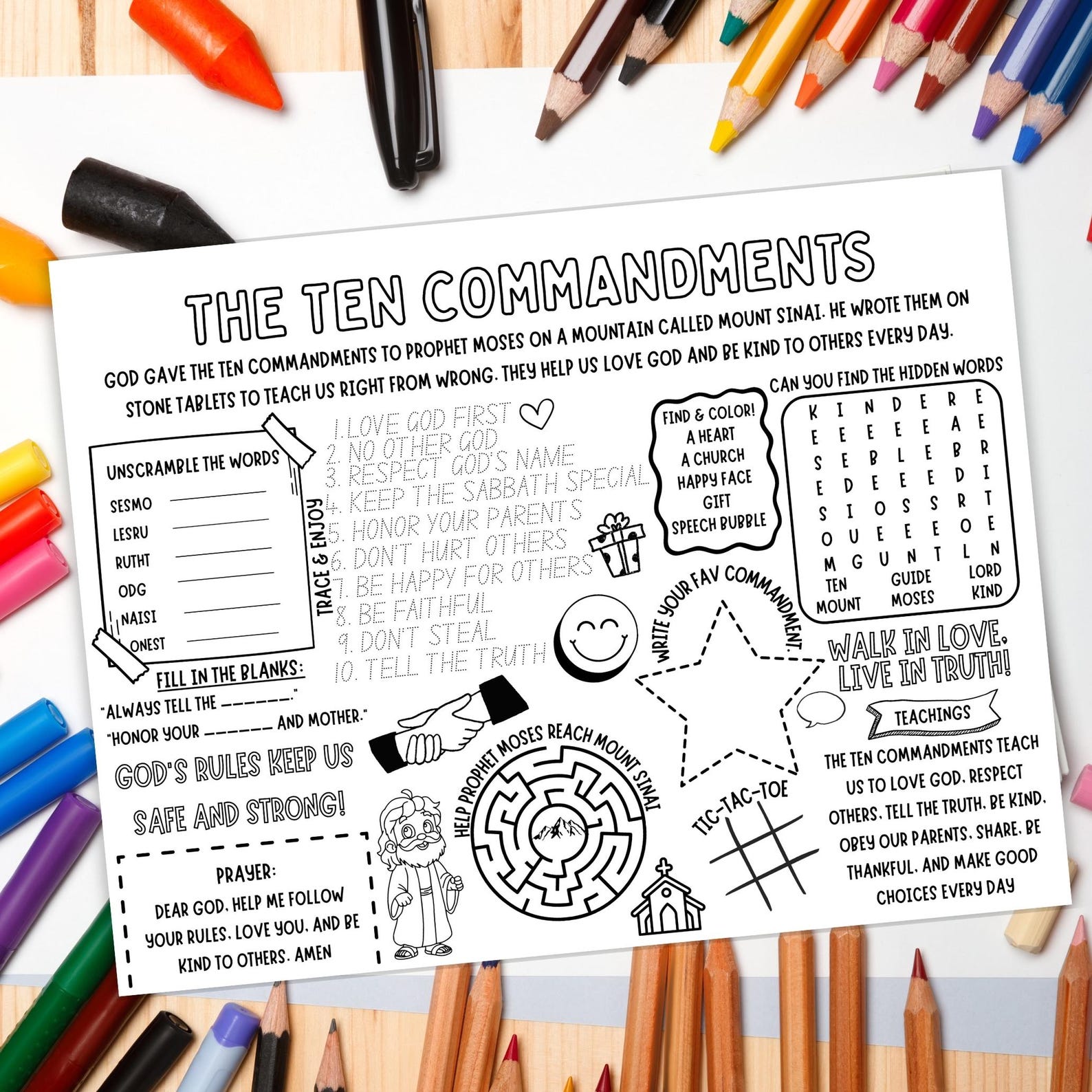 The Ten Commandments Activity Sheets, Christian Activity Pages, Bible ...