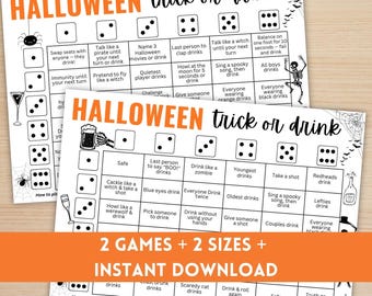 Halloween Trick or Drink Dice Game, Adult Party Activity (Digital Download)