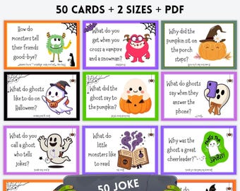 50 Halloween Lunchbox Jokes for Kids, Printable Jokes Cards (PDF DOWNLOAD)