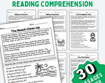Reading Comprehension Worksheets, 1st-3rd Grade ELA Worksheets, Stories with Questions, Reading Activities, Reading Passages, Second Grade