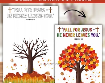 Christian Fall Tree Craft for Kids, Bible Verse Activity (Digital Download)