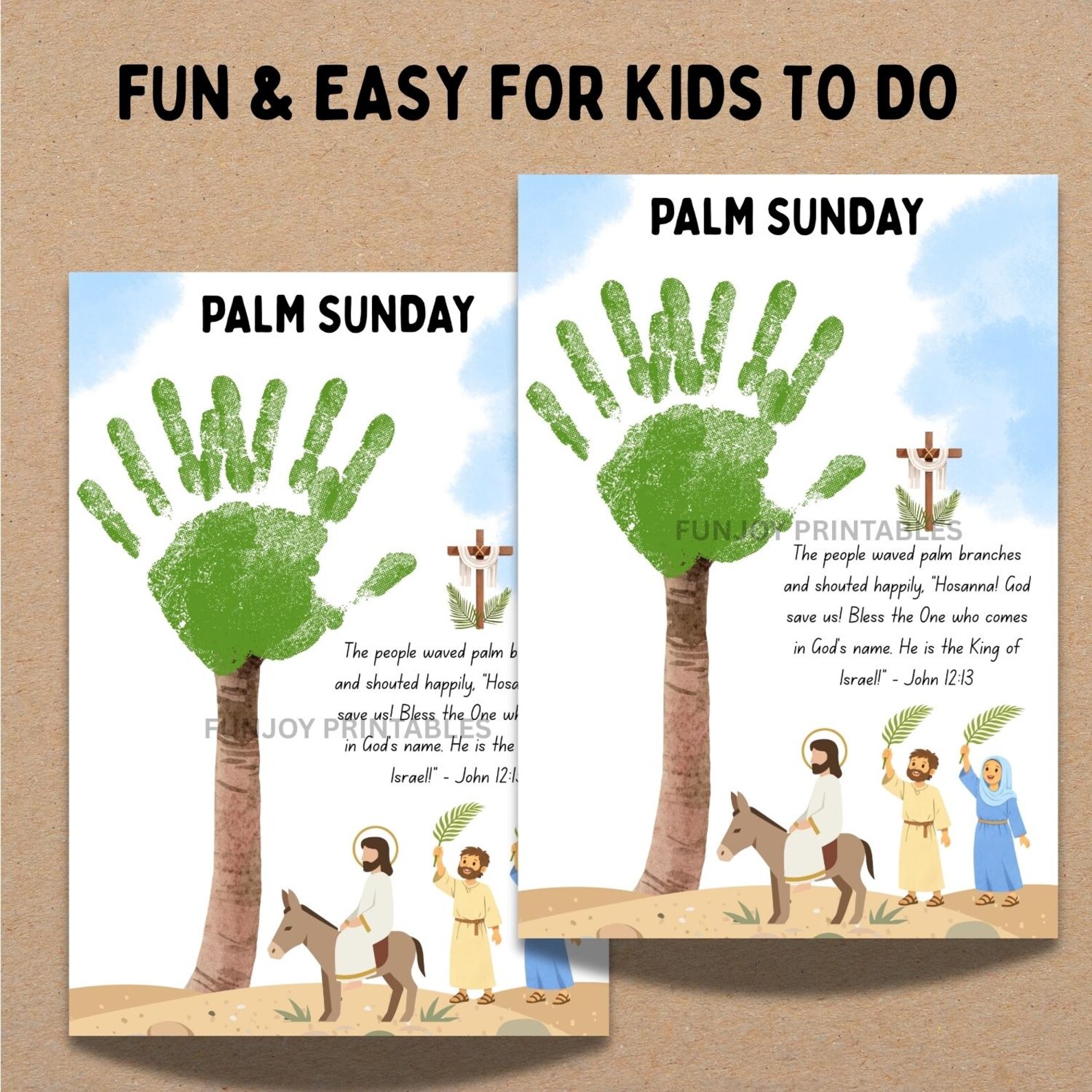 Palm Sunday Handprint Craft Printable, Christian Easter Activity for ...