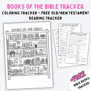 Bible Reading Tracker with Books of the Bible, Bible Study, Old Testament, New Testament, Bible Chapter Log Printable Christian Coloring