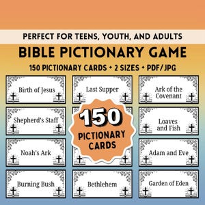 Bible Pictionary Cards, Faith-Based Games, Christian Party Games, Sunday School Activities, Faith Based Family Fun, Bible Themed Game