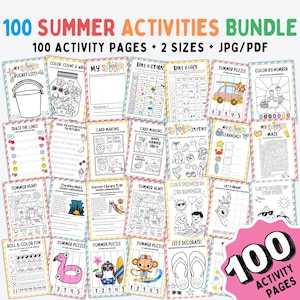 Summer Printable Activity Bundle, Coloring Pages, Word Search, Word Scramble, Games, Maze Activities! Summer Camp Kids Activities, DOWNLOAD