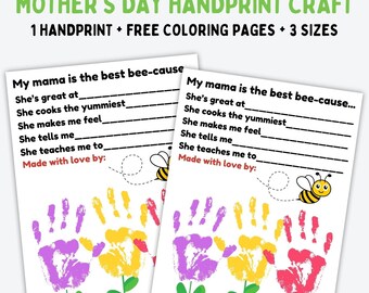 Kids Handprint Keepsake for Mom, Teacher Resource, Craft for Pre-K Kindergarten Children, Mothers Day, Mom Birthday Gift, DIY Craft DOWNLOAD