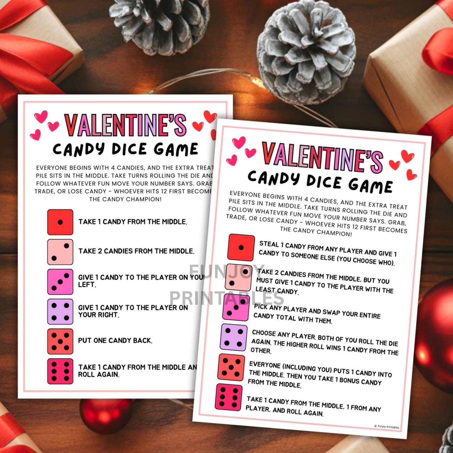 Valentines Candy Dice Game Printable, Valentine's Activity (digital ...