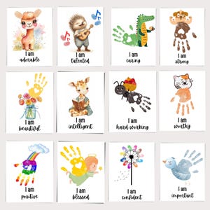 40 BUNDLE di artigianato con impronte di mani ispiratrici e affermazioni, artigianato artistico con impronte di mani per bambini, ricordo, fai da te, STAMPABILE, download immediato