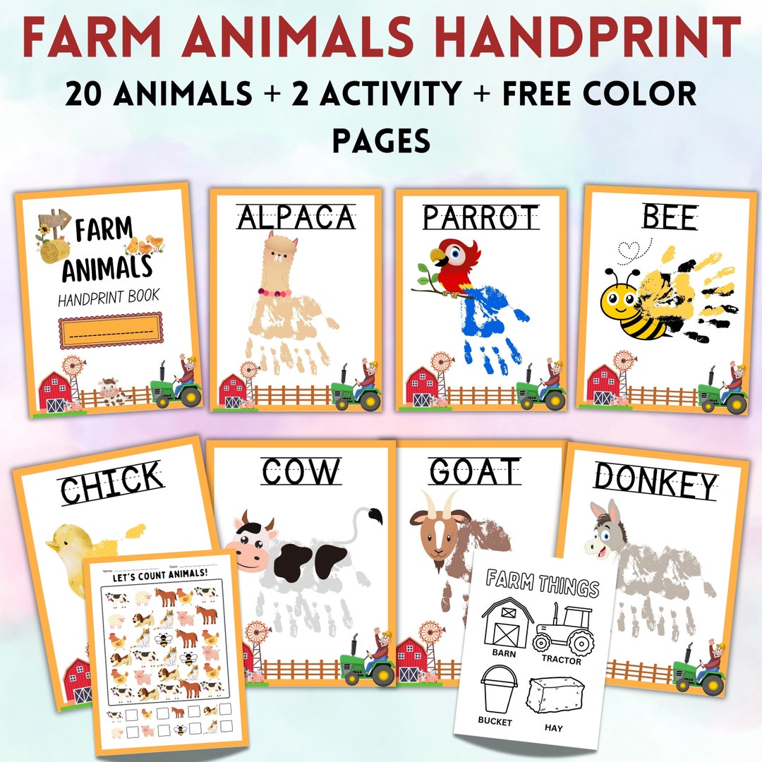 FARM ANIMALS Handprint Book, Printable Handprint Art, Toddler Child Activity, Handprint Keepsake Printable, Animals Handprint Activity Kids - Etsy farm-animals-handprint-book-printable-handprint-art-toddler-child-activity-handprint-keepsake-printable-animals-handprint-activity-kids-etsy