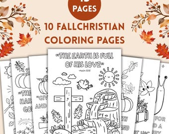 10 Fall Autumn Sunday School Coloring Pages, Homeschool Printable, Christian Bible Verse Coloring Pages, Preschool Activities for Kids