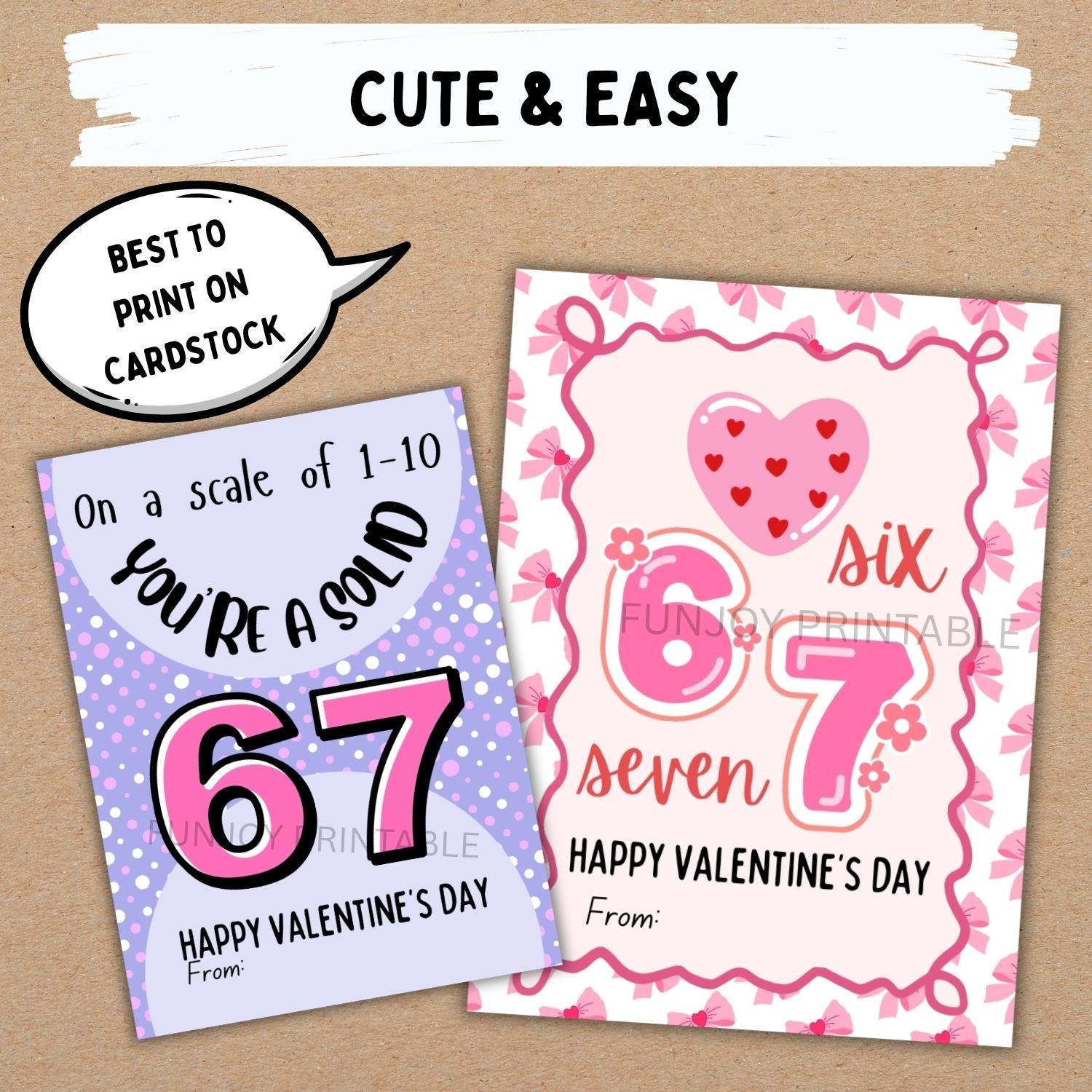 Girls Six Seven Valentine Cards - Printable - Kids Valentines - School ...