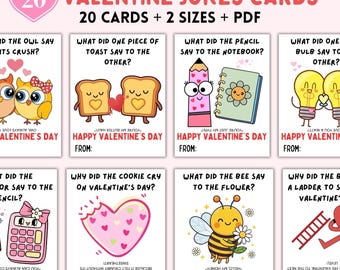 Valentijnsdaggrapkaarten voor kinderen, klasuitwisseling (directe download)