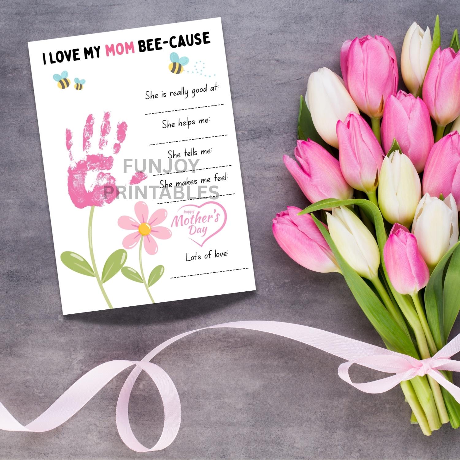Mother’s Day Flower Handprint Craft Printable for Classroom, Fill in ...