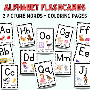 ABC Bildkarten, Lernkarten, A-Z Karten, Lerne ABC, Alphabet Karteikarten, Kinder Vorschule Kindergarten Alphabet Karteikarten, DOWNLOAD