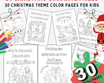 Kids Christmas Coloring Pages, Christmas Activity, 15 Printable Christmas Coloring Pages, Holiday Coloring, Santa, Kids Christmas Coloring