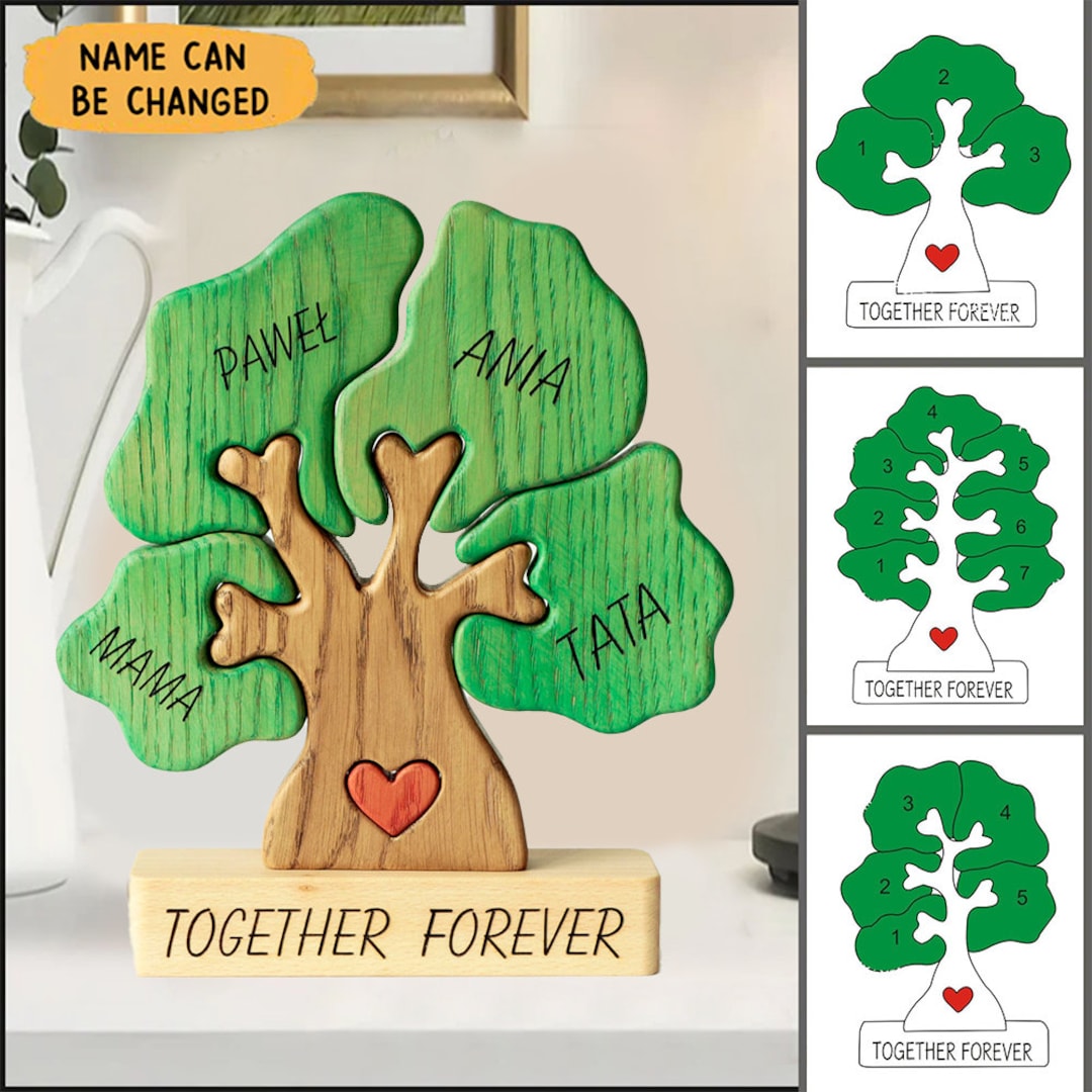 Personalized Family Tree Wooden Puzzle Custom Wooden Family Etsy