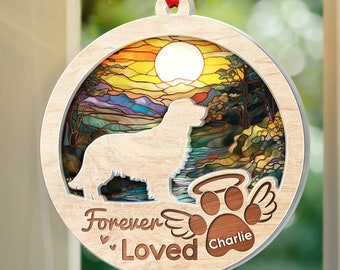 Personalized Pet Memorial Suncatcher, Loss of Pet Gift, Custom Name Dog Decor, Engraved Handmade Dog Lovers Gift, Gift for Dog Lovers