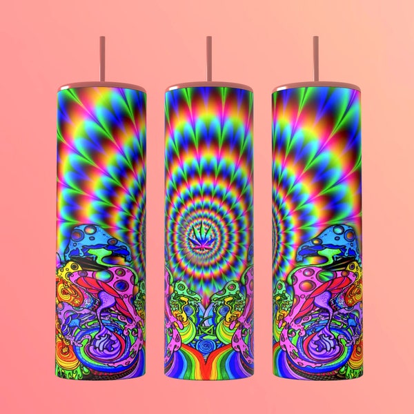 Trippie Mushroom Tie Dye Sublimation Tumbler! 20oz - icy cold for 24+ hrs. Double insulated. FREE Stickers & Free Shipping