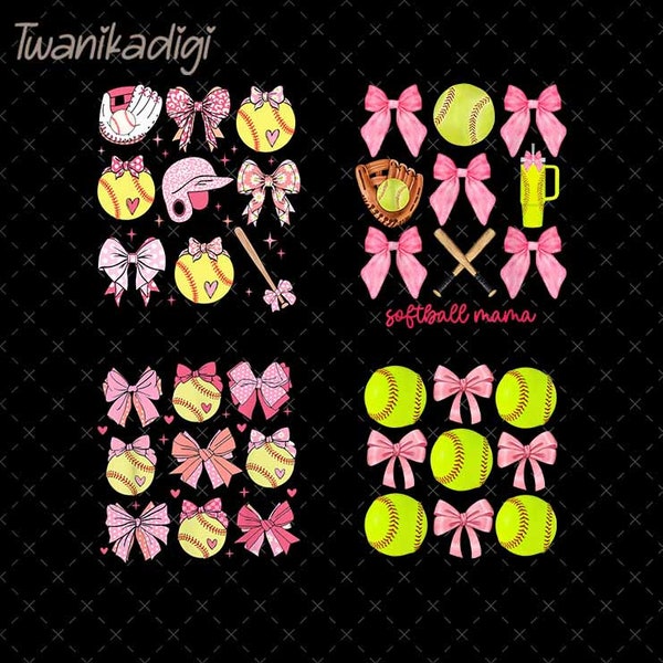 Softball Coquette Bows Png, Coquette Softball Png, Coquette Bows Png, Softball Mom Png, Pink Bow Softball Png, Game Day Png, Mothers Day Png