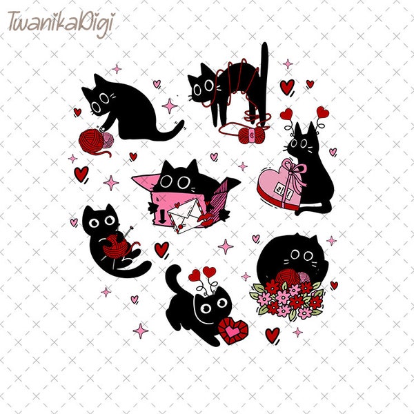 Black Cat Valentine Png, Meowy Valentine Png, Cat Valentine Png, Black Cat Png, Cat Mom Png, Cat Lover, Cat Png, Cat Valentines Day Png