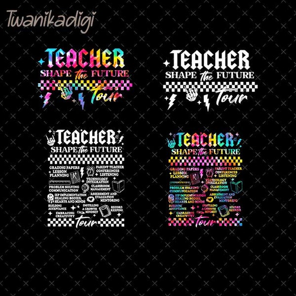 Teacher Shape The Future Tour Png, Teacher Tour Png, Teacher World Tour Png, Rock and Roll Teacher Png, Happy Last Day Of School Teacher Png