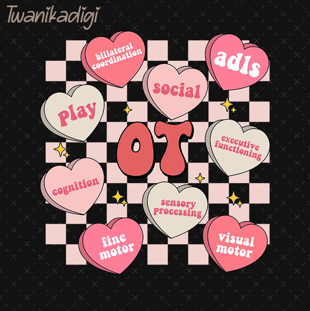 Retro OT Valentines Day PNG, OT Valentine Png, Occupational Therapy Png