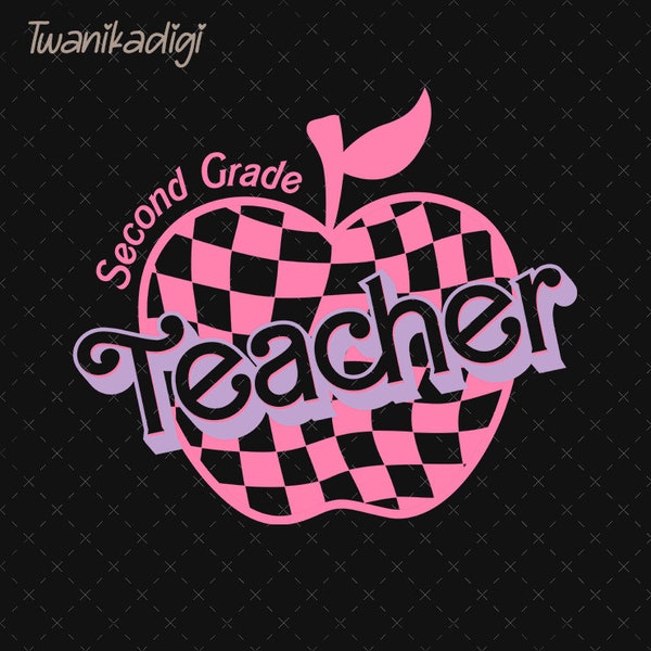 Second Grade Teacher Png, 2nd Grade Teacher Png, 2nd Grade Png, Retro Teacher Png, Pink Teacher Png, Back To School, 100 Days Of School Png