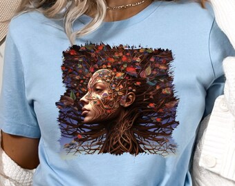 Mutter Erde Grafik-T-Shirt: Frau & Natur Design