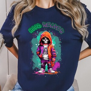 Hood Reaper Colorful Skeleton Tshirt, Hip Hop Thug Skeleton Shirt, Bone This Way HIp Hop Skeleton Tee, Hip Hop Streetwear skeleton Shirt