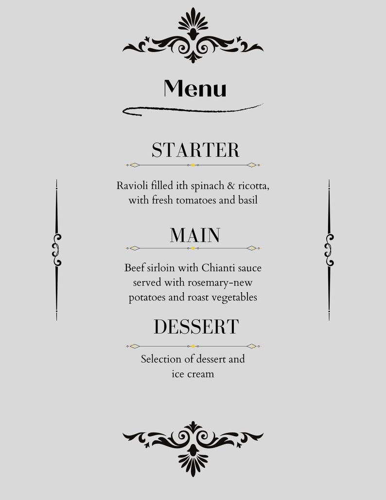 Minimalist Wedding Menu Template Modern Wedding Menu Simple Wedding