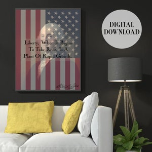 Legado patriótico: las inspiradoras palabras de George Washington. Experimente la sabiduría duradera de George Washington con este cautivador arte mural.