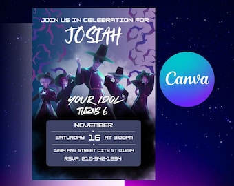 Invitación inspirada en Saja Boys - Tema de estampado