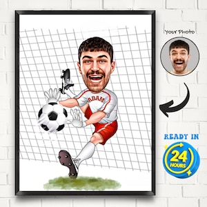 Retrato de caricatura de portero personalizado, regalo de portero, dibujo divertido de caricatura de portero, caricatura de portero a partir de foto, impresión de portero