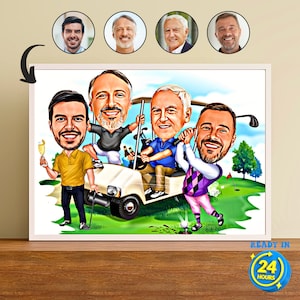 Regalo de caricatura de jugador de golf personalizado, retrato de caricatura personalizado a partir de su foto, regalos divertidos de golfista, regalos para mejores amigos, regalo de palo de golf