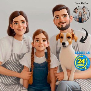 Custom Cartoon Family Portrait From Photo (Digital Download)