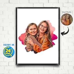 Aangepaste karikatuur van beste vriend, portret van vriendschap, profielfoto sociale media, cartoonportret van foto, cartoon ik, vrienden, collega's