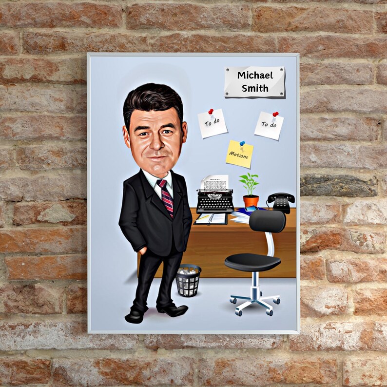 Custom Boss Cartoon Drawing at Office, Coworker Gift for Men, Male ...